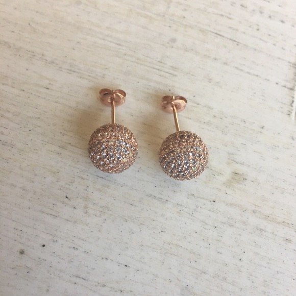 🚫Sold🚫Rose Gold Plated Diamond Accent studs - Picture 2 of 3